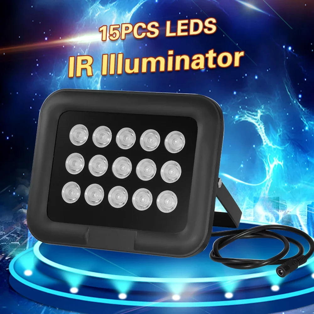 15pcs Array IR LEDS Infrared Illuminator, Wide Angle Long Range Night Vision, Outdoor Waterproof, Suitable for CCTV Cameras