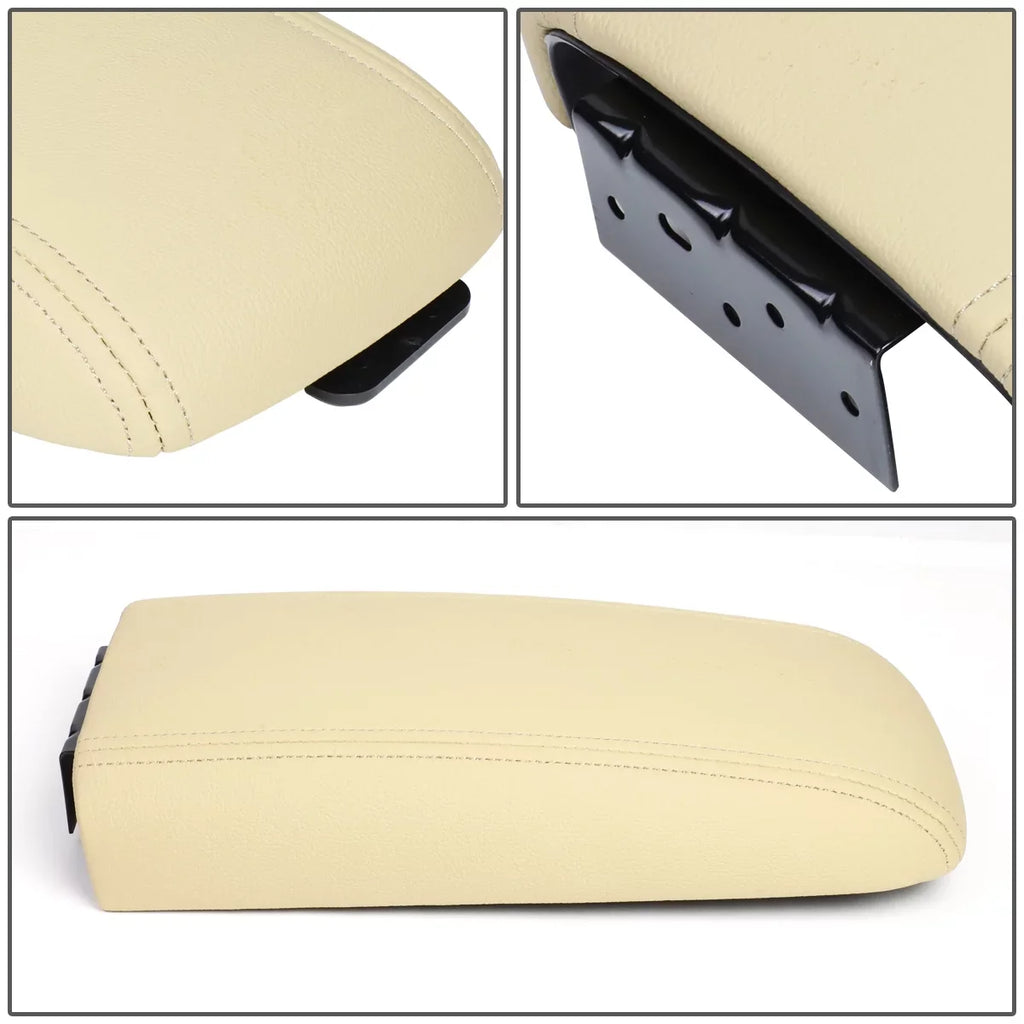 DNA Motoring ZTL-Y-0056 Leather Center Console Armrest Lid Assembly w/Latch For 2002-2009 Chevy Trailblazer GMC Envoy Buick Rainier [Tan] 03 04 05 06 07 08