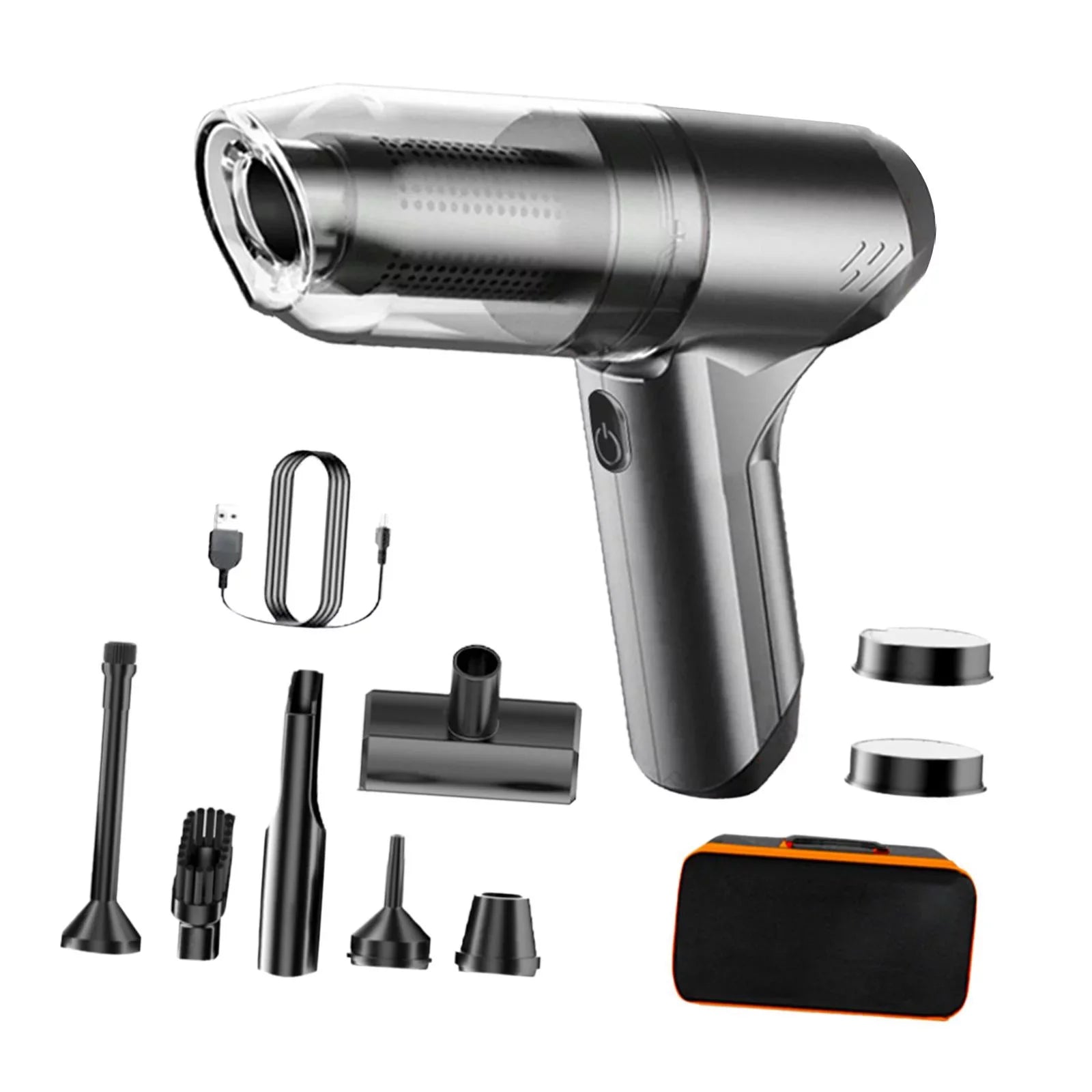 Handheld Vacuum Cleaner Hand Held Vacuum with 500ml Dustbin 12000PA Suction Port gray with bag