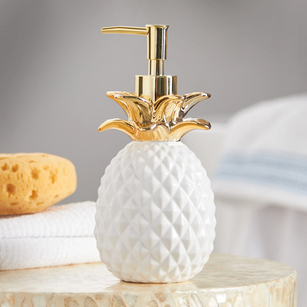 SKL Home Gilded Pineapple Lotion/Soap dispenser, Gold, 14 oz.