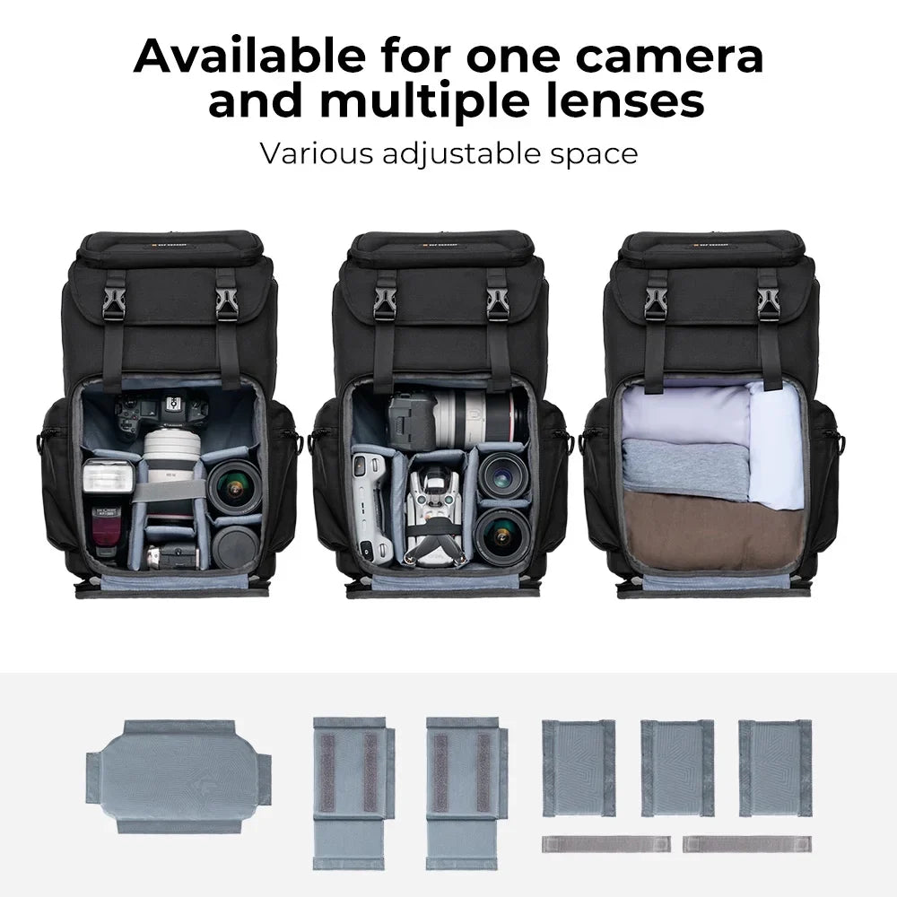 K&F CONCEPT Hard Shell Camera Backpack Waterproof SLR/DSLR Camera Bag 22L Large Capacity Photography Bag with 15.6 Inch Laptop Compartment Rain Cover for Women Men Photographers