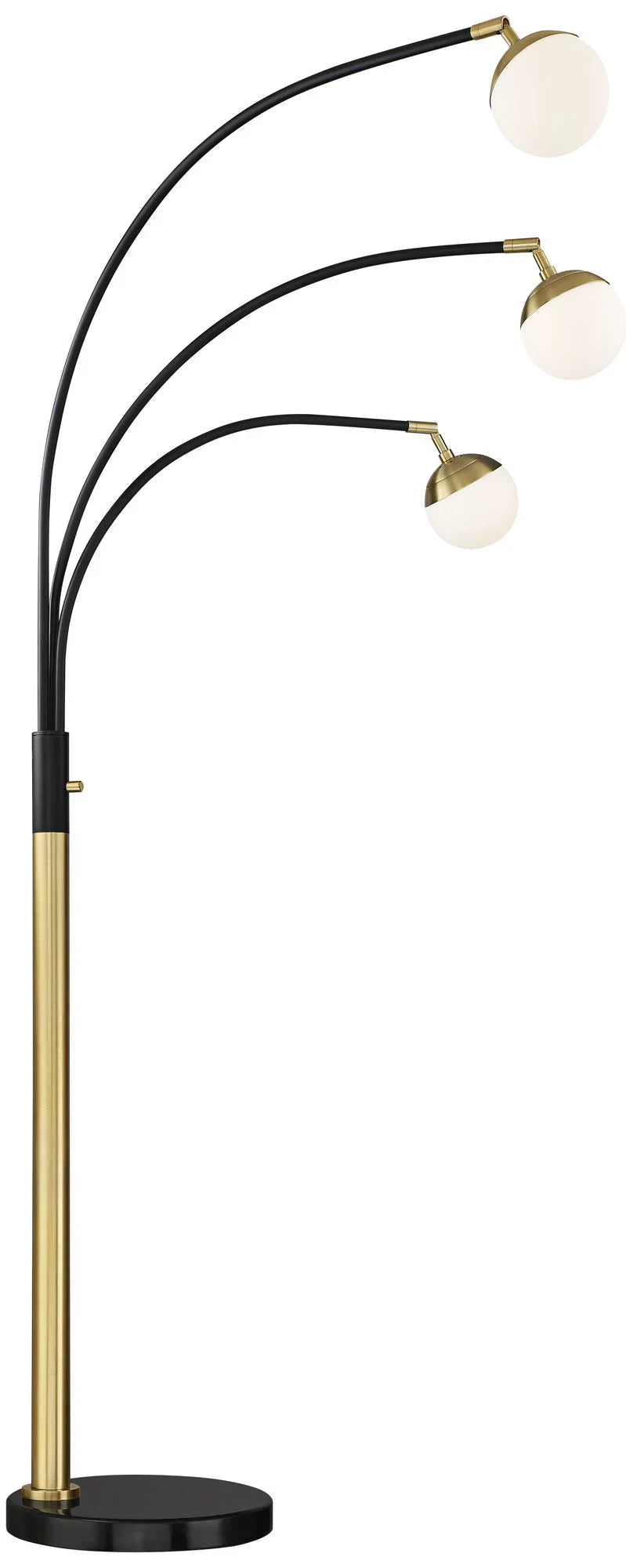 Possini Euro Design Rayne Modern Arc Floor Lamp 72" Tall Gold Black 3 Light LED Adjustable Arm Frosted Glass Globe Shade for Living Room Reading Home