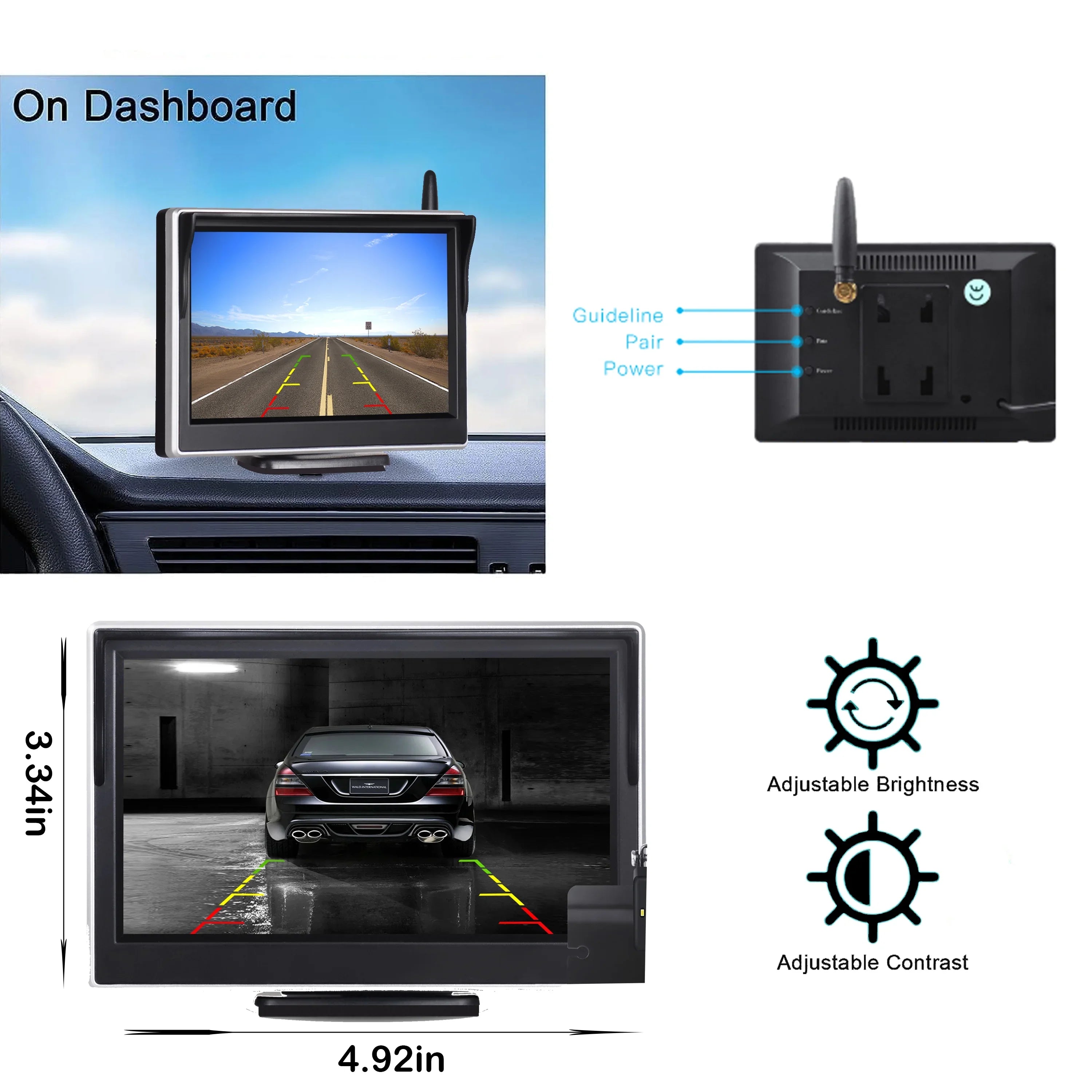 TOGUARD Digital Signal Wireless Back up Camera Kit, 5'' Monitor 1080P Waterproof Rear Backup Camera with 8 LED IR Night Vision for Cars Trucks Van Large Vehicles
