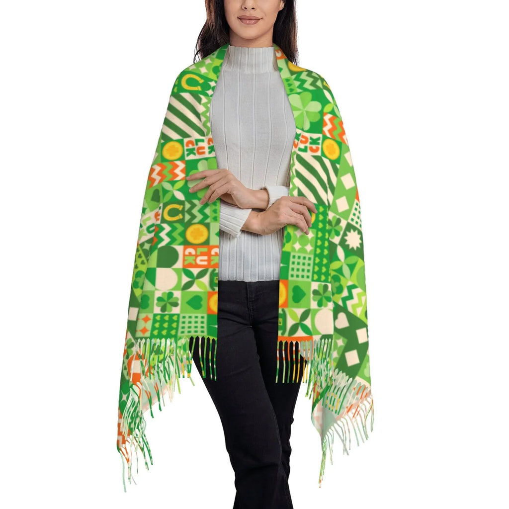 Bingfone Soft Cashmere Feel Scarf For Women Elegant Art Print Winter Warm Scarves Large Shawl Wrap Gifts- St Patrick's Day6