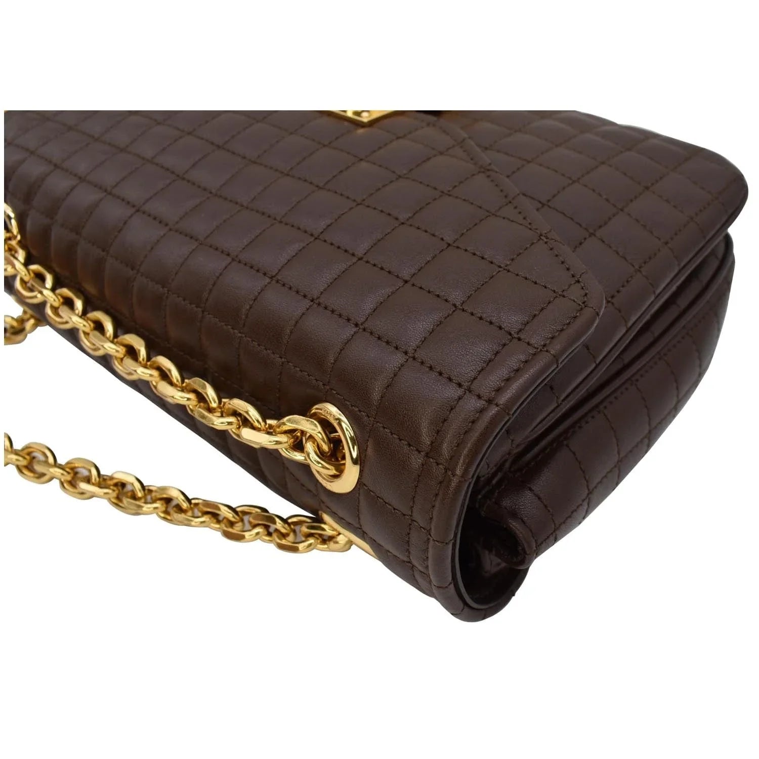 Pre-owned CELINE Medium C Quilted Leather Crossbody Bag Khaki