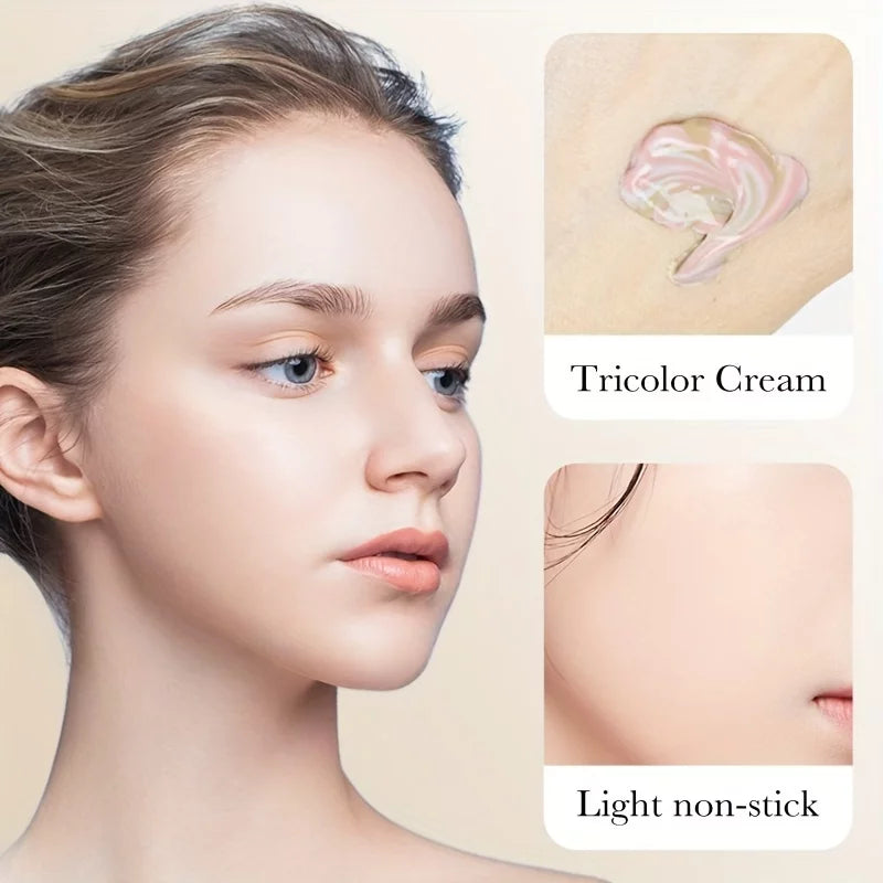 Tri-Color Barrier Cream: Natural Nude Makeup Primer for Skin Tone Rejuvenation & Refreshing Moisturizing