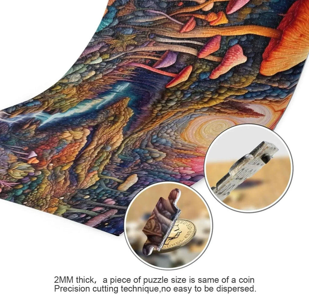 Colorful Landscape with Mushrooms Jigsaw Puzzle 1000 Pieces, Zigsaw with Storage Bag and Reference Picture Easy to Solve