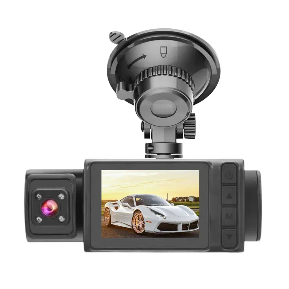 3-Camera Dash Cam - 2in Clear Car Rearview Mirror with Multi-Language Car Video Recording - Enhance Auto Safety with Reliable Driving Recorder