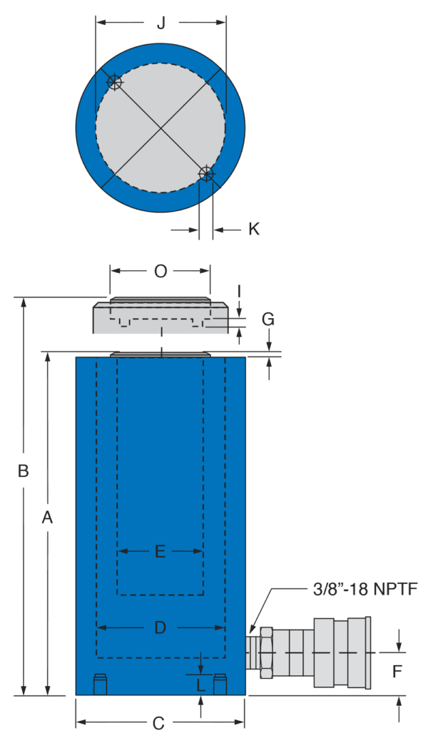 Freedom Hydraulics 30 TON Single Acting Aluminum Cylinder, 6.00" Stroke - SA306