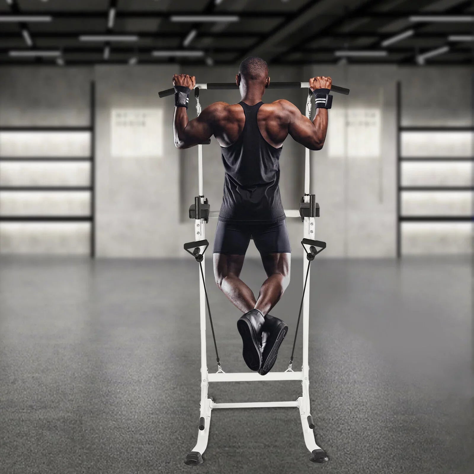 Home Gym Power Tower Dip Station Chin Up Bar Power Tower Pull Push Home Gym Black Adjustable Height