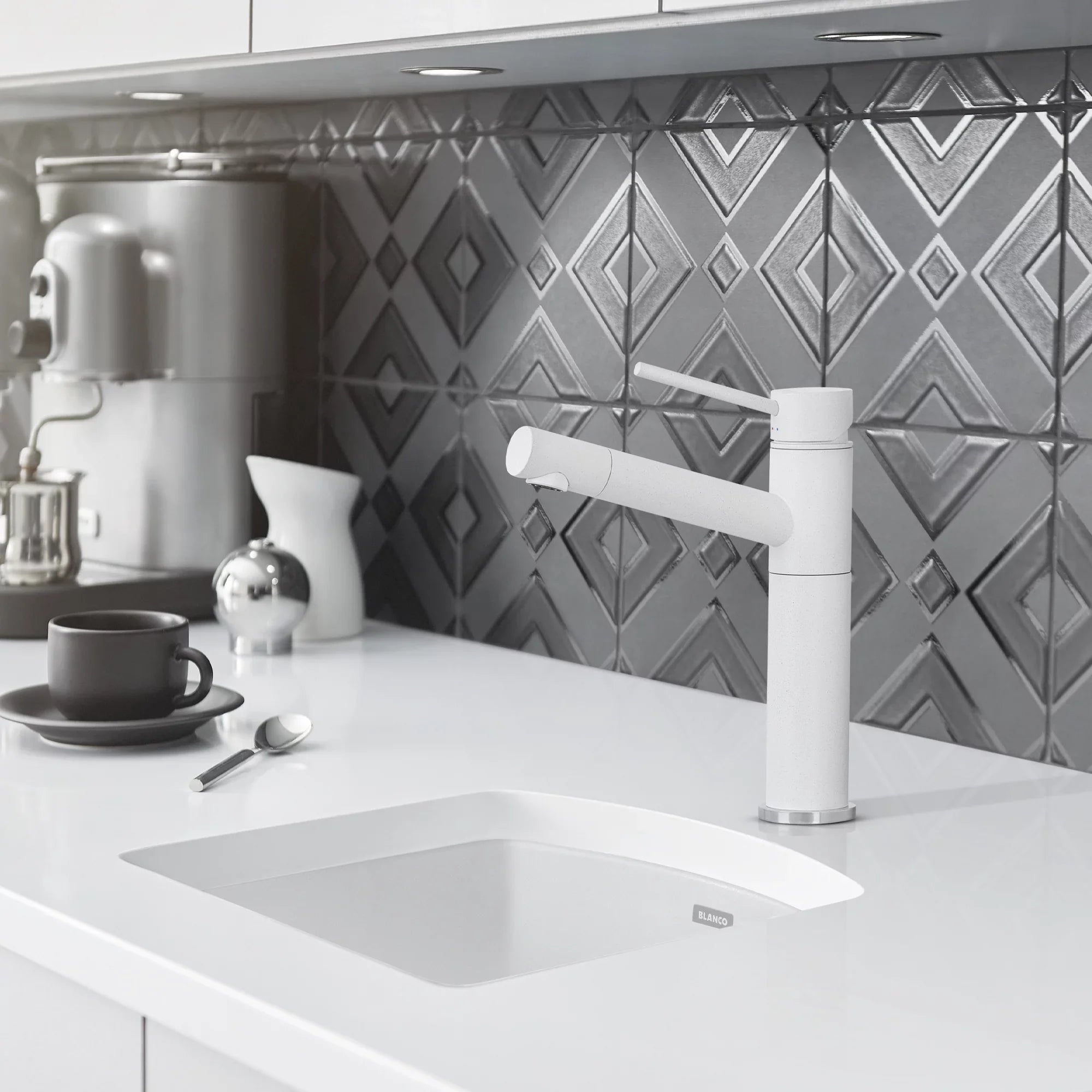 Blanco DIAMOND Bar SILGRANIT Sink Dual Deck SILGRANIT Sink White