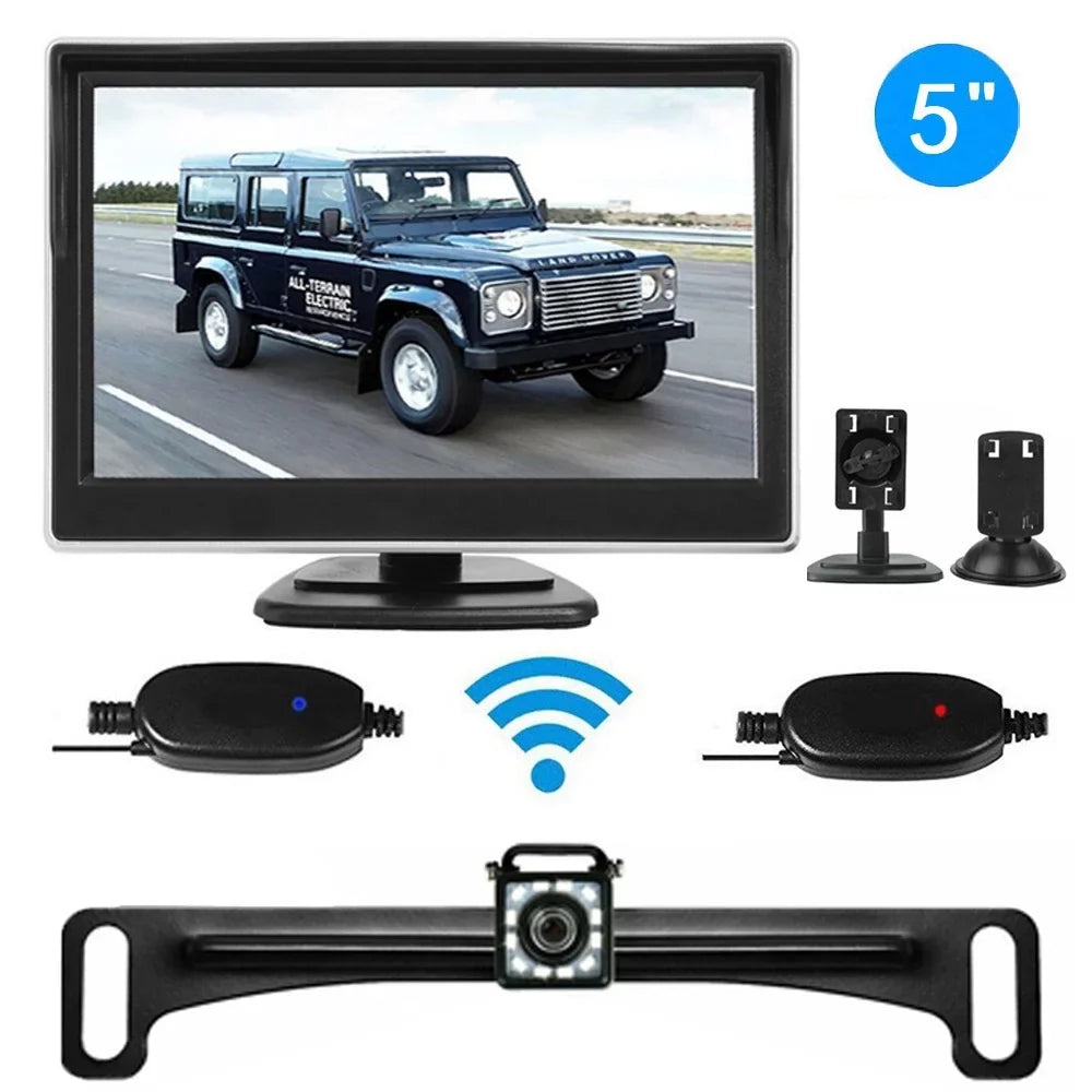 Backup Camera Car Rear View Wireless HD Parking System Night Vision + 5" Monitor