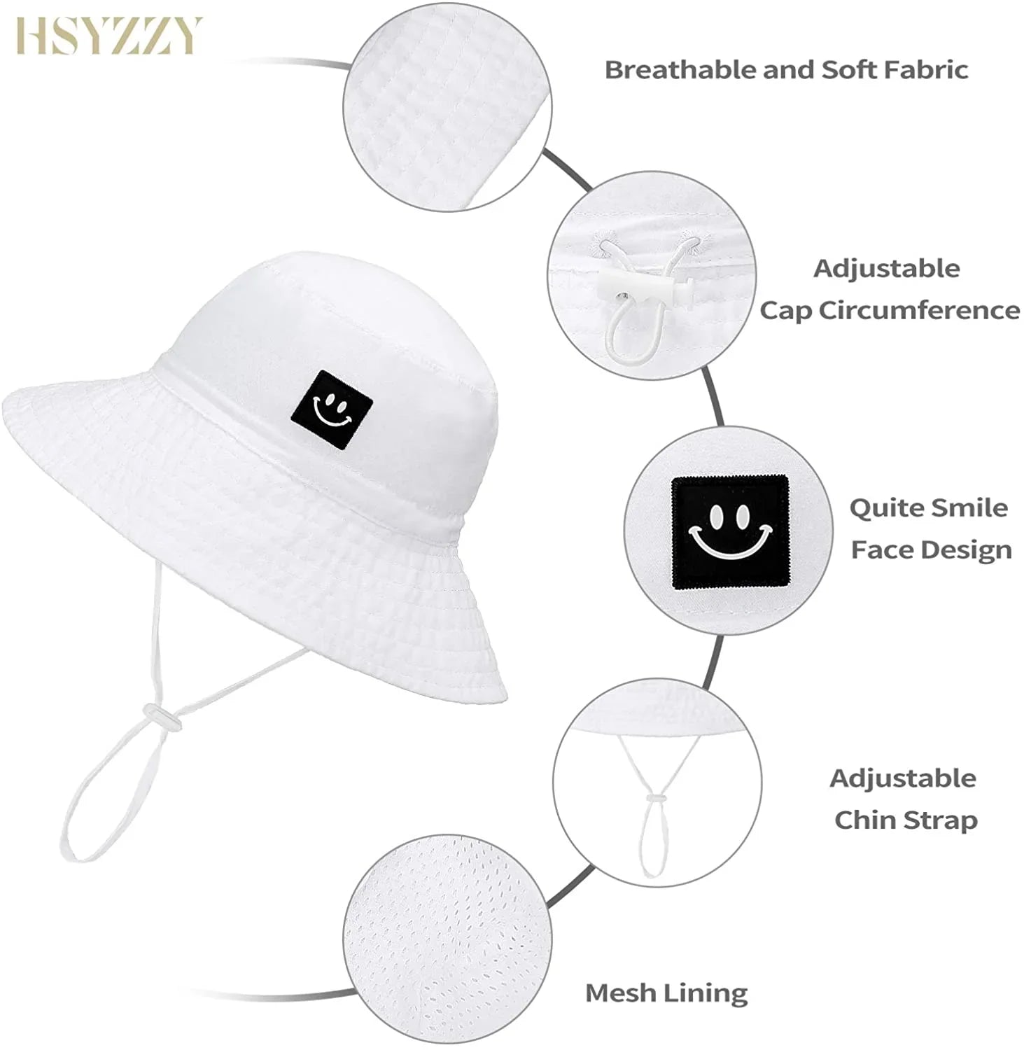 Baby Sun Hat Smile Face Toddler UPF 50+ Sun Protective Bucket hat Nice Beach hat for Baby Girl boy Adjustable Cap