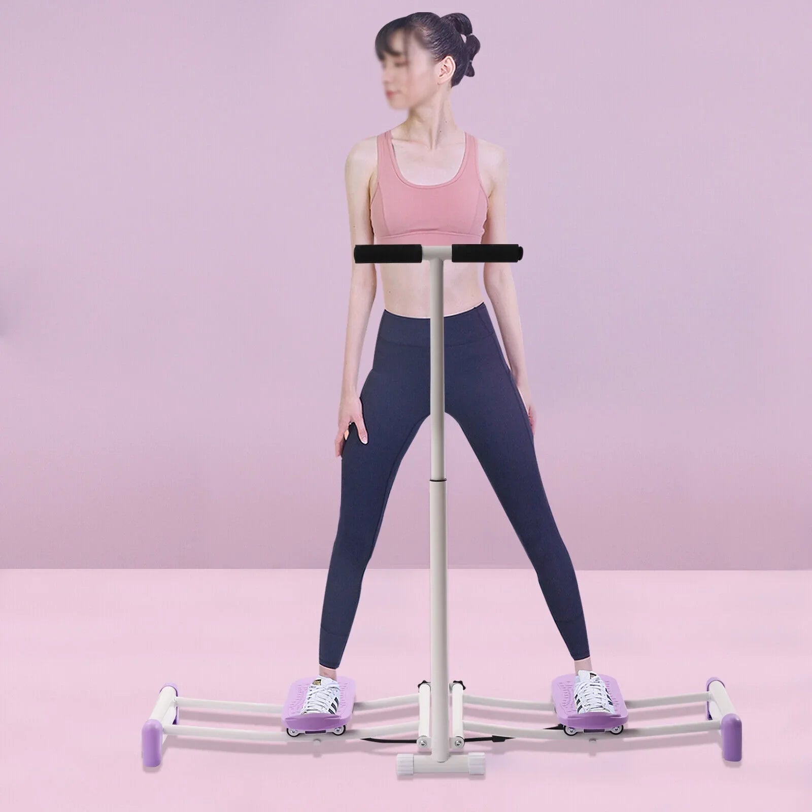 Fichiouy 100kg Pelvic Floor Muscle Fitness Training Equip Hip Trainer with Adjustable Rods Training Device Purple for Home Gym