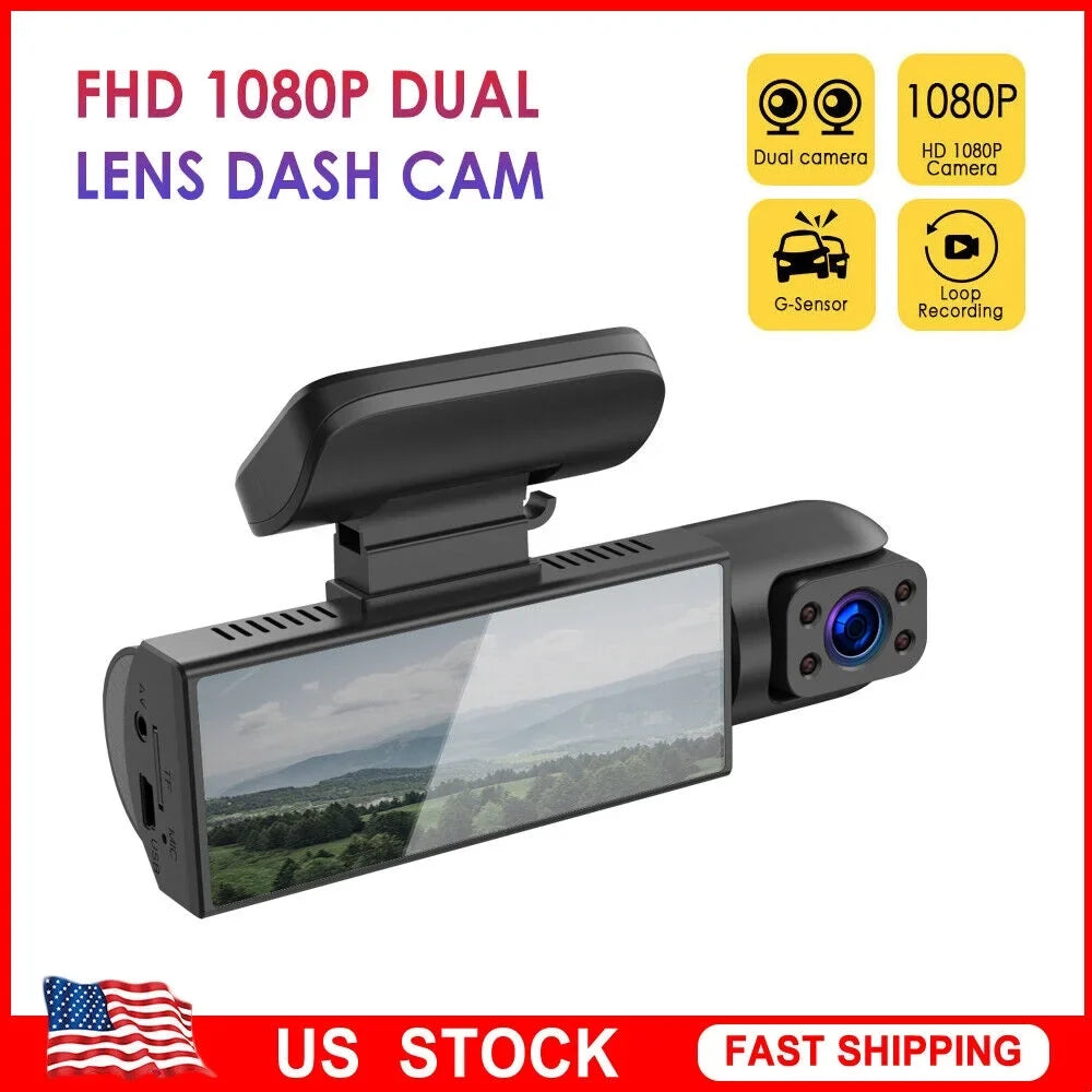 JLLOM Car DVR Dash Cam with Dual Lens Front and Inside Camera - 1080P