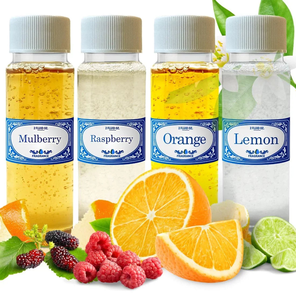 Fruity Concentrated 2.0 fl oz Fragrances Oil Pack Raspberry, Mulberry, Orange & Lemon, for Use in Water Vacuums like Hyla, Rainbow, Sirena, Diffusers, Aromatherapy