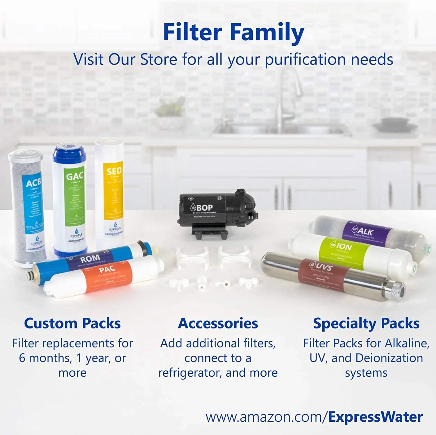 Countertop Reverse Osmosis System Filter Set  7 Replacement Filters  1?4” Quick Connect Filter Cartridges  Sediment And Carbon Filters  100 GDP RO Membrane  1 Year Filter Set