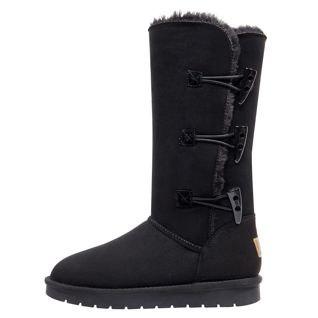 CAMEL Winter Tall Boots for Women Snow Boot Button Fashion Black Boots Knee High Classic Slip On Boot Outdoor Shoes