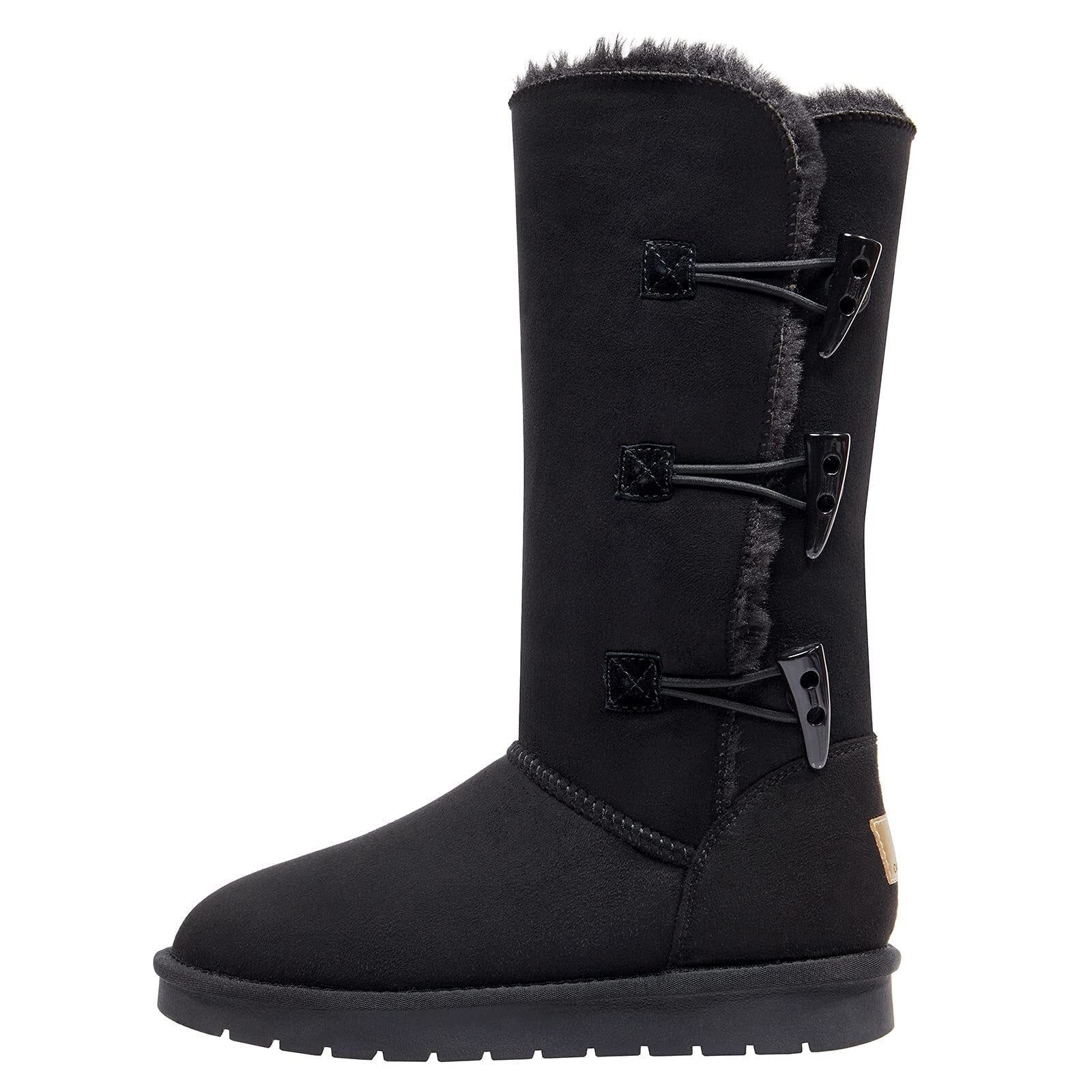 CAMEL Winter Tall Boots for Women Snow Boot Button Fashion Black Boots Knee High Classic Slip On Boot Outdoor Shoes