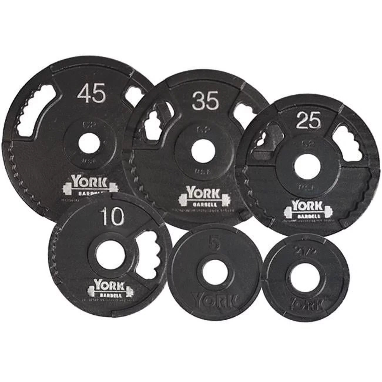 York Barbell  G2 Olympic Dual Grip Thin Line Cast Iron PLatitudee, Black - 2.5 lbs