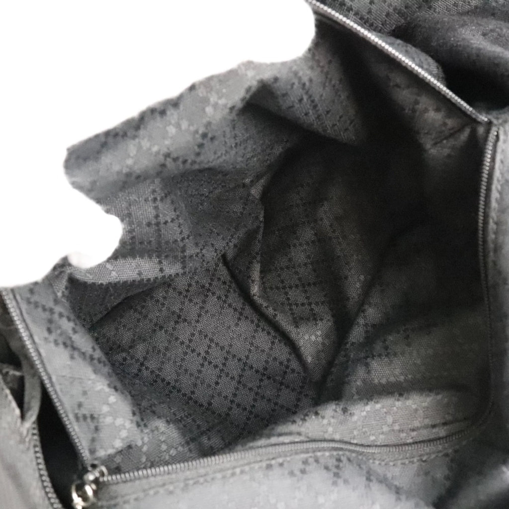 Pre-Owned GUCCI Gucci Bamboo Bag 002-2058-0412-5 Nylon Canvas x Leather Black Unisex Tote (Fair)