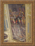 Clement VII crowns Charles V 24x18 Gold Ornate Wood Framed Canvas Art by Giorgio Vasari