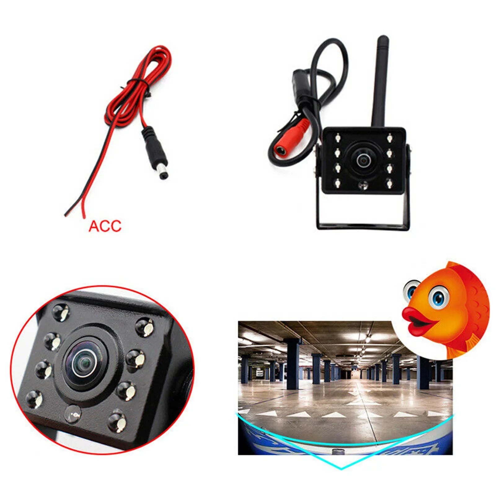 Aumotop WiFi Wireless Car Rear View Camera with Night Vision, LED Reverse Backup Camera for Trucks and Buses