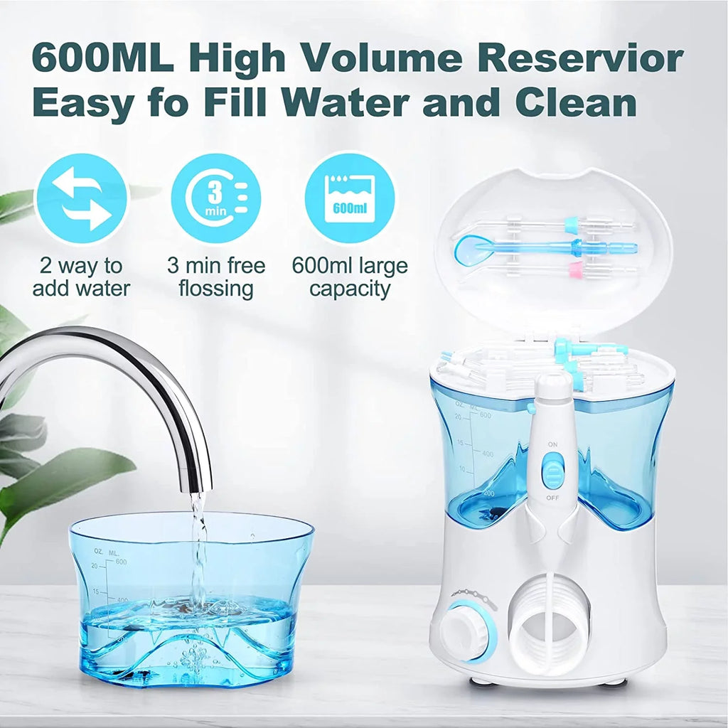Homgeek Water Flosser for Braces Teeth Cleaner Dental Water Teeth 10 Adjustable Pressure with 7 Multifunctional Tips White