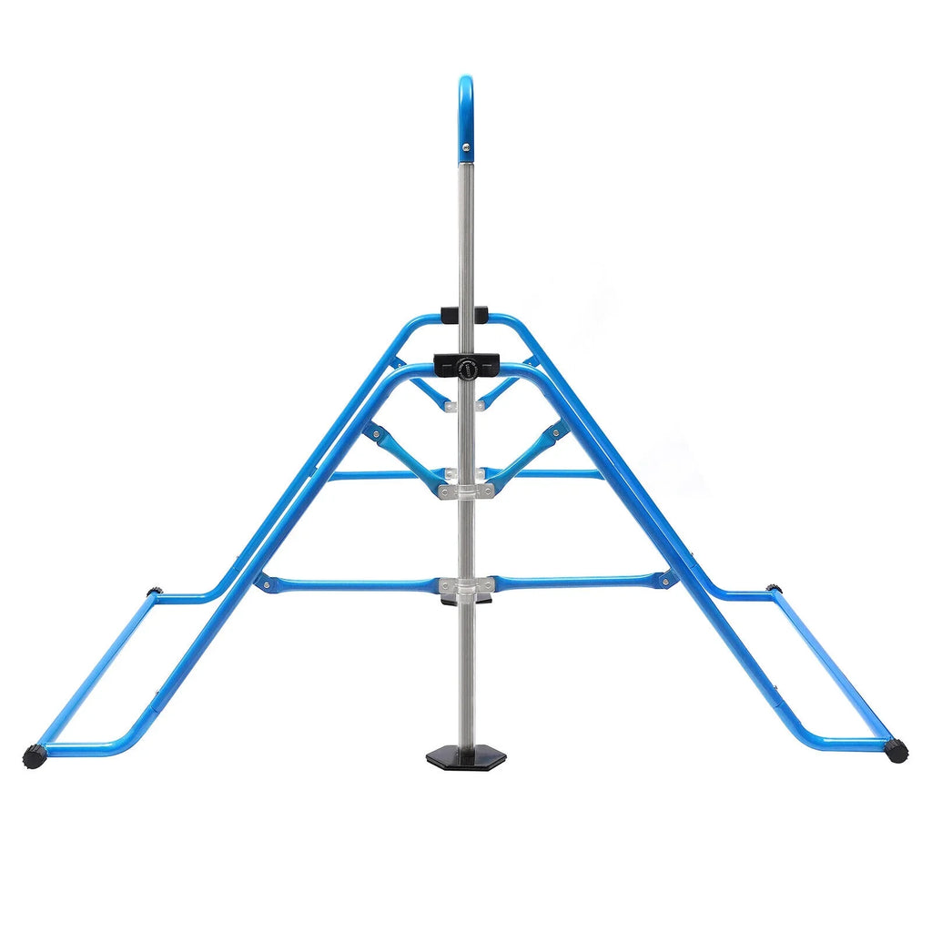 ZhdnBhnos Adjustable Kids Gymnastics Horizontal Bar Folding Junior Training Bar For Home Gym Max Load 100kg/220.5lbs Blue