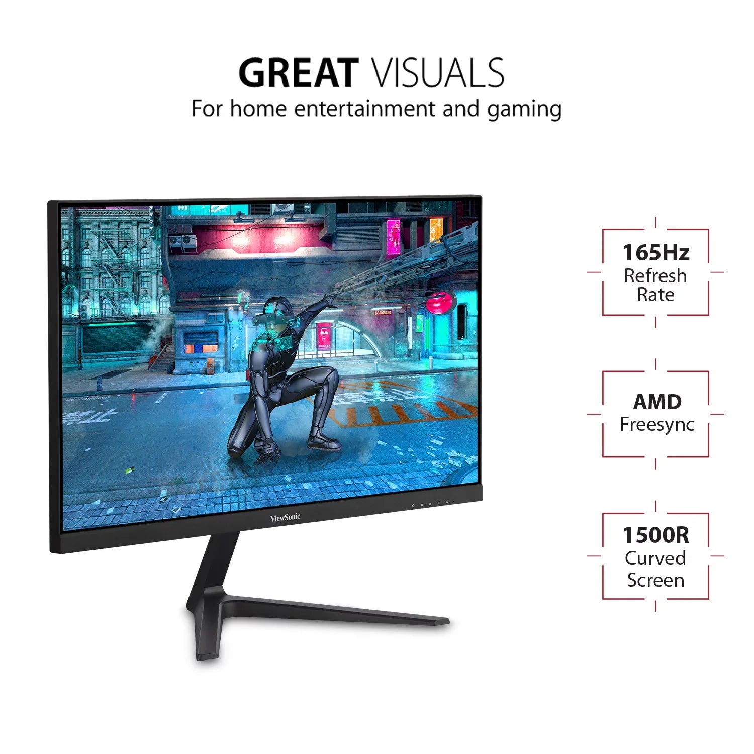 ViewSonic OMNI VX2418C 24 Inch 1080p 1ms 165Hz Curved Gaming Monitor with AMD FreeSync Premium, Eye Care, HDMI and DisplayPort