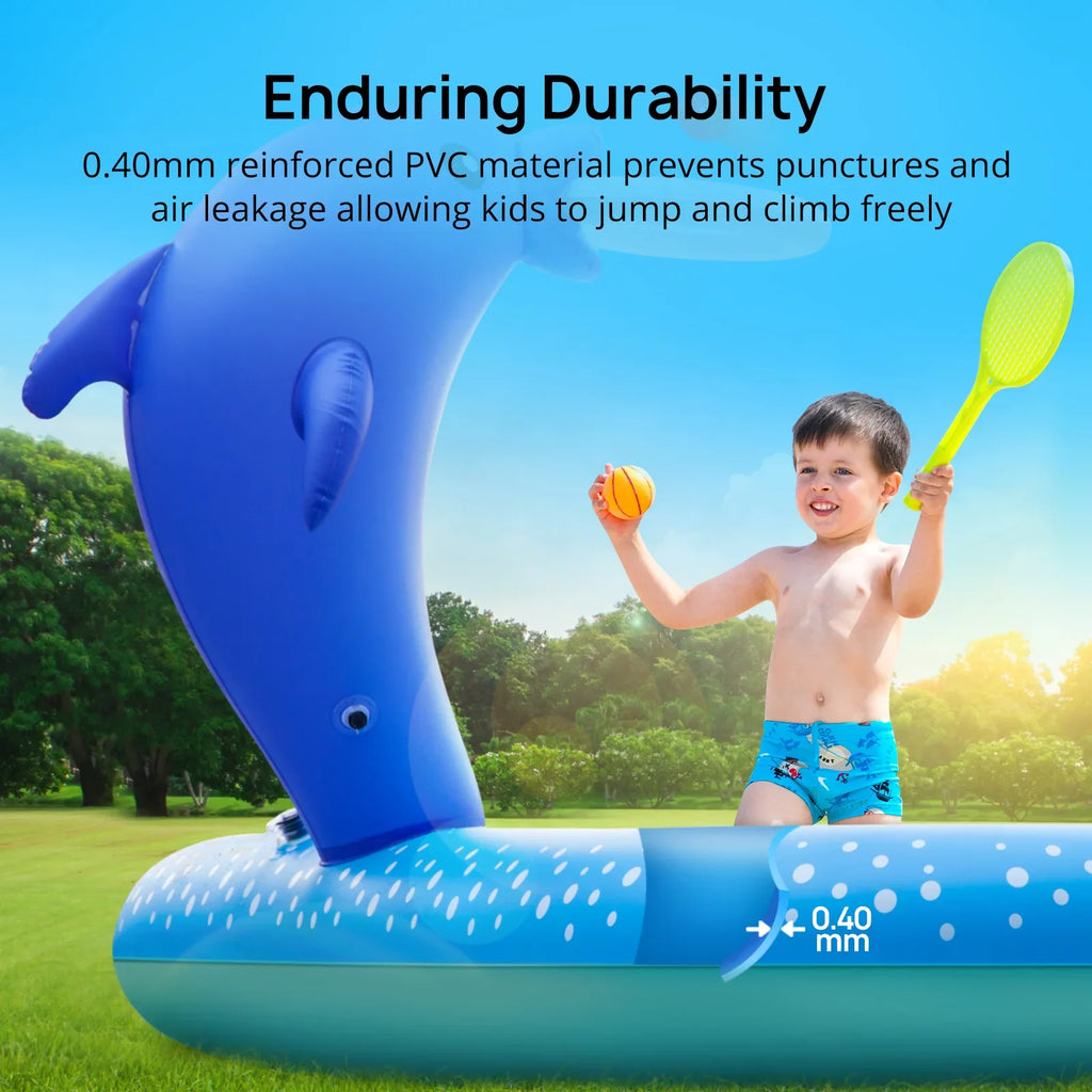 Sable InfLatitudeable Pool, 95 x 75 x 40in Rectangular Swimming Pool for Toddlers, Kids, Family, Above Ground, Backyard, Outdoor