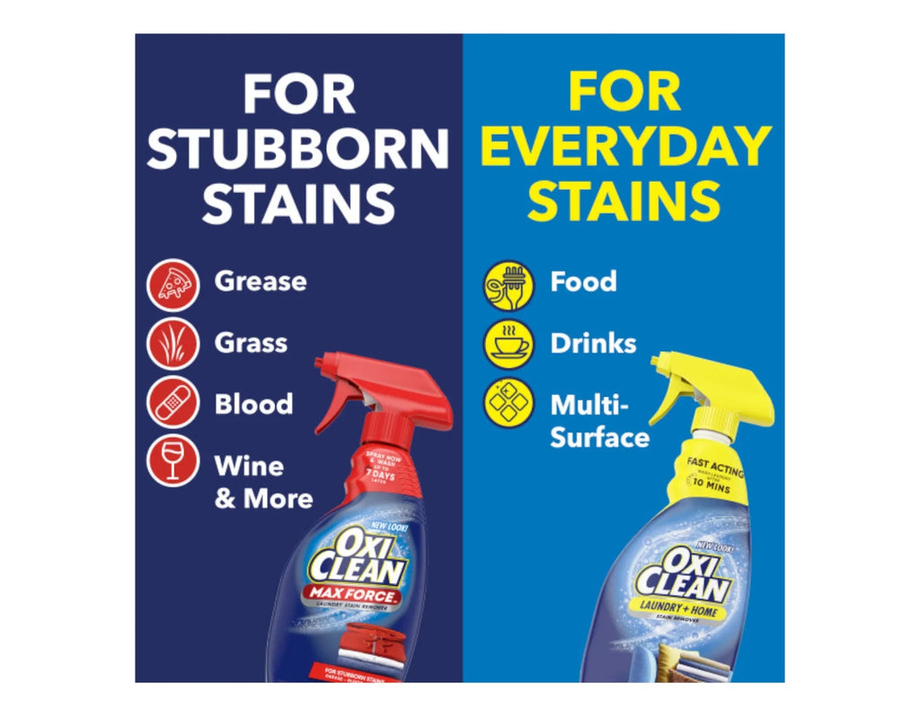 OxiClean Max Force Laundry Stain Remover Spray, 12 fl oz + 48 Fl Oz Refill Bottle Kit 60 Fl Oz Total