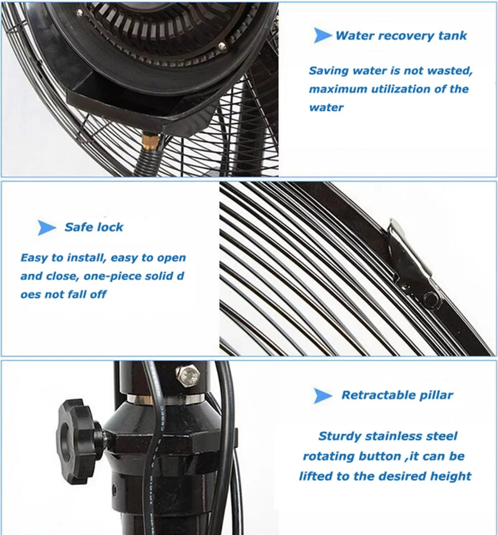 TECHTONGDA Industrial Spray Electric Fan Dust Removal Humidification Floor Fan 30"