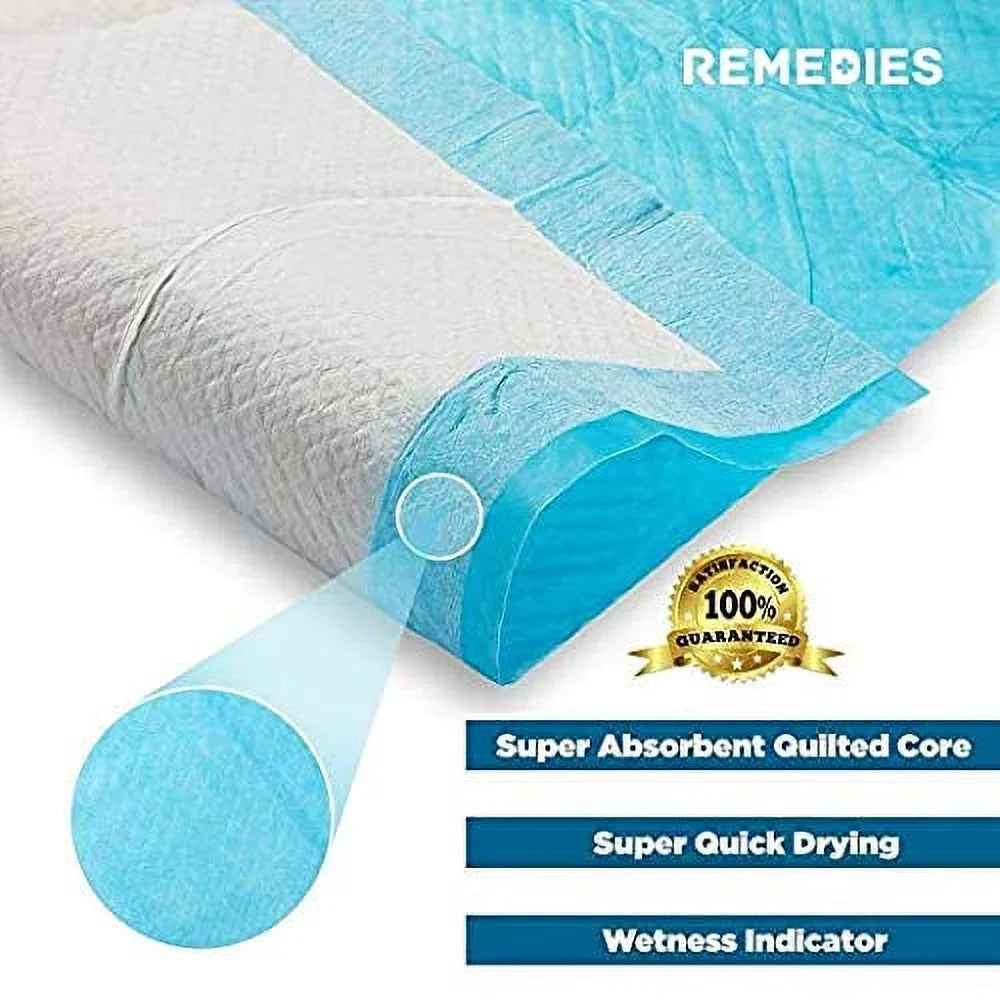 REMEDIES Disposable Underpads With Ultra Absorbent 85g Fluff Fill Extra 3 Gram..