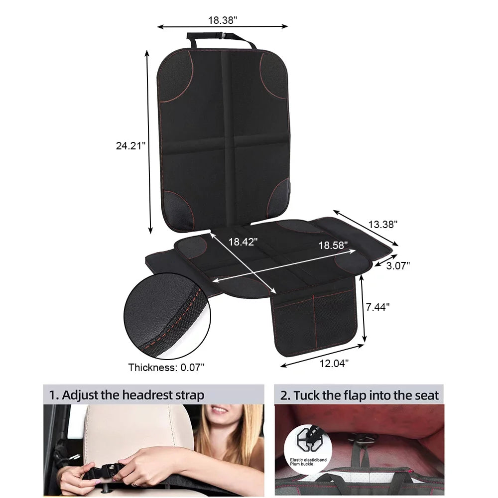 2Pack Car Seat Protector Protect Child Seats with Thickest Padding and Non-Slip Backing Mesh Pockets for Baby and Pet