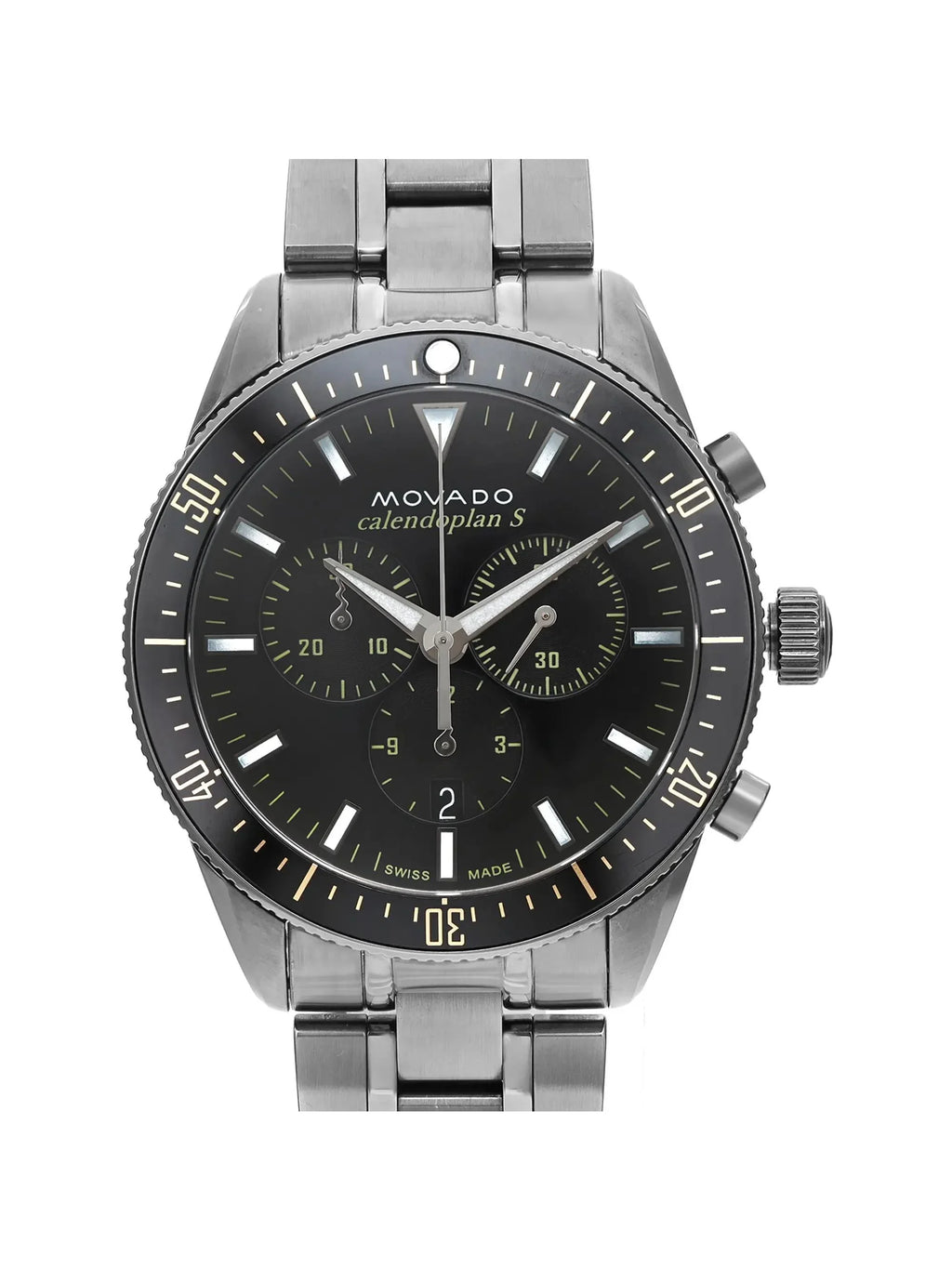 Pre-owned Movado Heritage 42mm Chronograph Steel Quartz Men Watch 3650102 (Good)