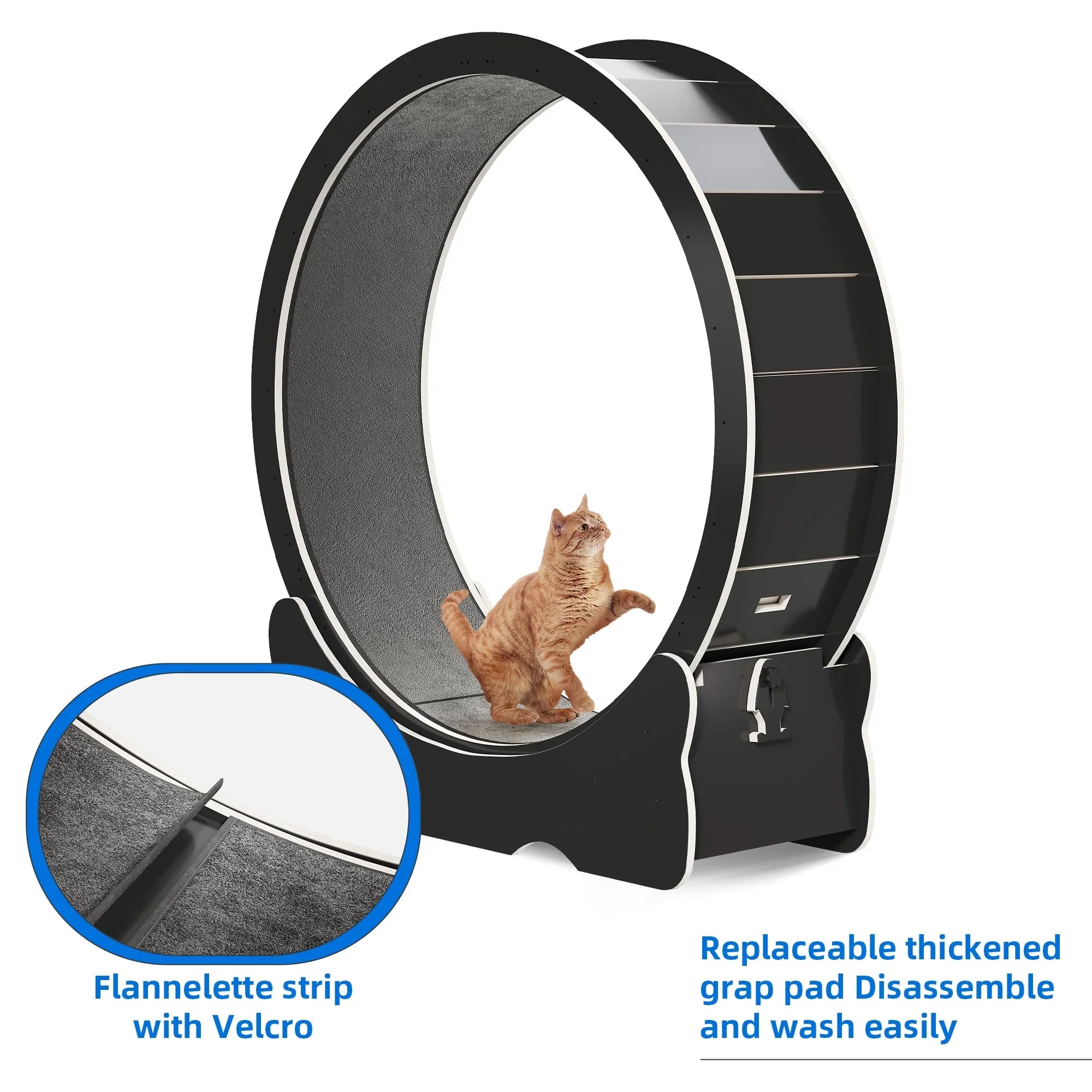 Dextrus Cat Wheel Exerciser for Indoor Cats, 43.3 inch Large Cat Exercise Running Wheel Treadmill with Ultra Low Noise and Detachable Carpet for Cat's Fitness and Health