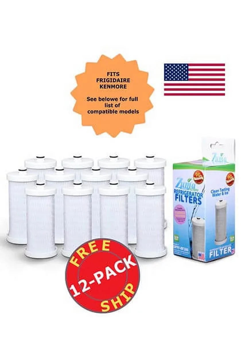 ZUMA Brand , Water and Ice Filter , Model # OPFF-RF300 , Compatible with Frigidaire® NGRG-2000 - 12 Pack - Made in U.S.A.