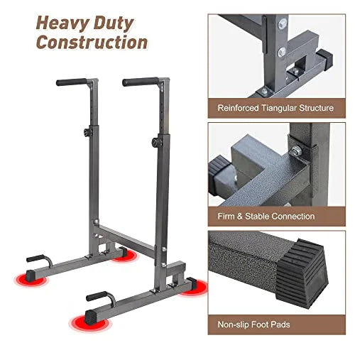 Lucky Tree Pull Up Dip Bar, Adjustable Dip Station, Multi-Function Power Tower Calisthenics Equipment For Home Gym