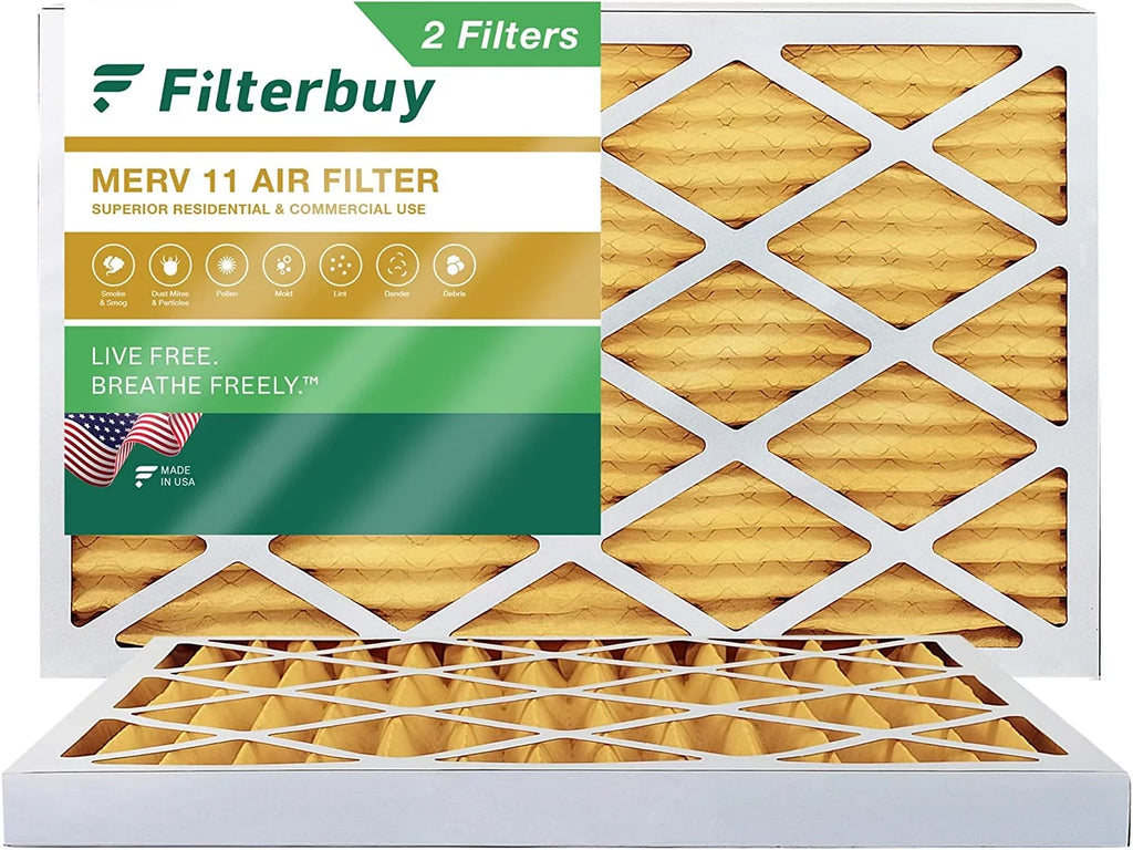 Filterbuy 15x30x2 MERV 11 Pleated HVAC AC Furnace Air Filters (2-Pack)