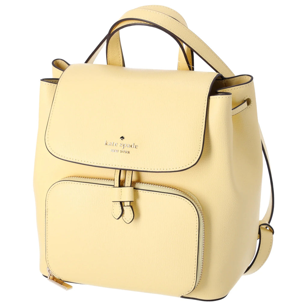 Kate Spade Kristi Refined Grain Leather Medium Flap Backpack Butter Yellow