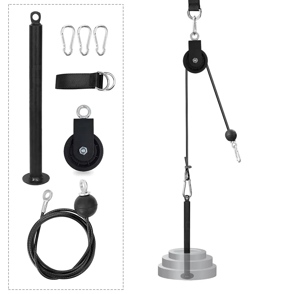 Pulley Cable Machine Attachment System with Upgraded Loading Pin Super-Silent Detachable 360 Degree Rotation Pulley Fitness Arm Biceps Triceps Strength Training Home Gym Workout Equipment