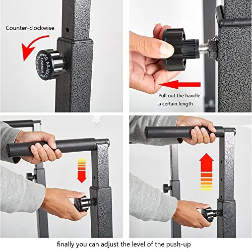 Lucky Tree Pull Up Dip Bar, Adjustable Dip Station, Multi-Function Power Tower Calisthenics Equipment For Home Gym