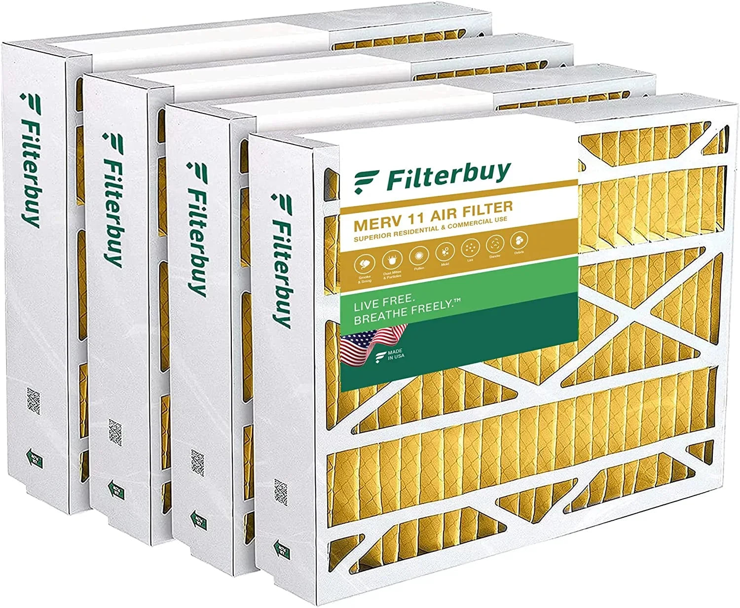 Filterbuy 20x25.25x3.5 MERV 11 Pleated HVAC AC Furnace Air Filters for Aprilaire Space-Gard 102/2120 (4-Pack)