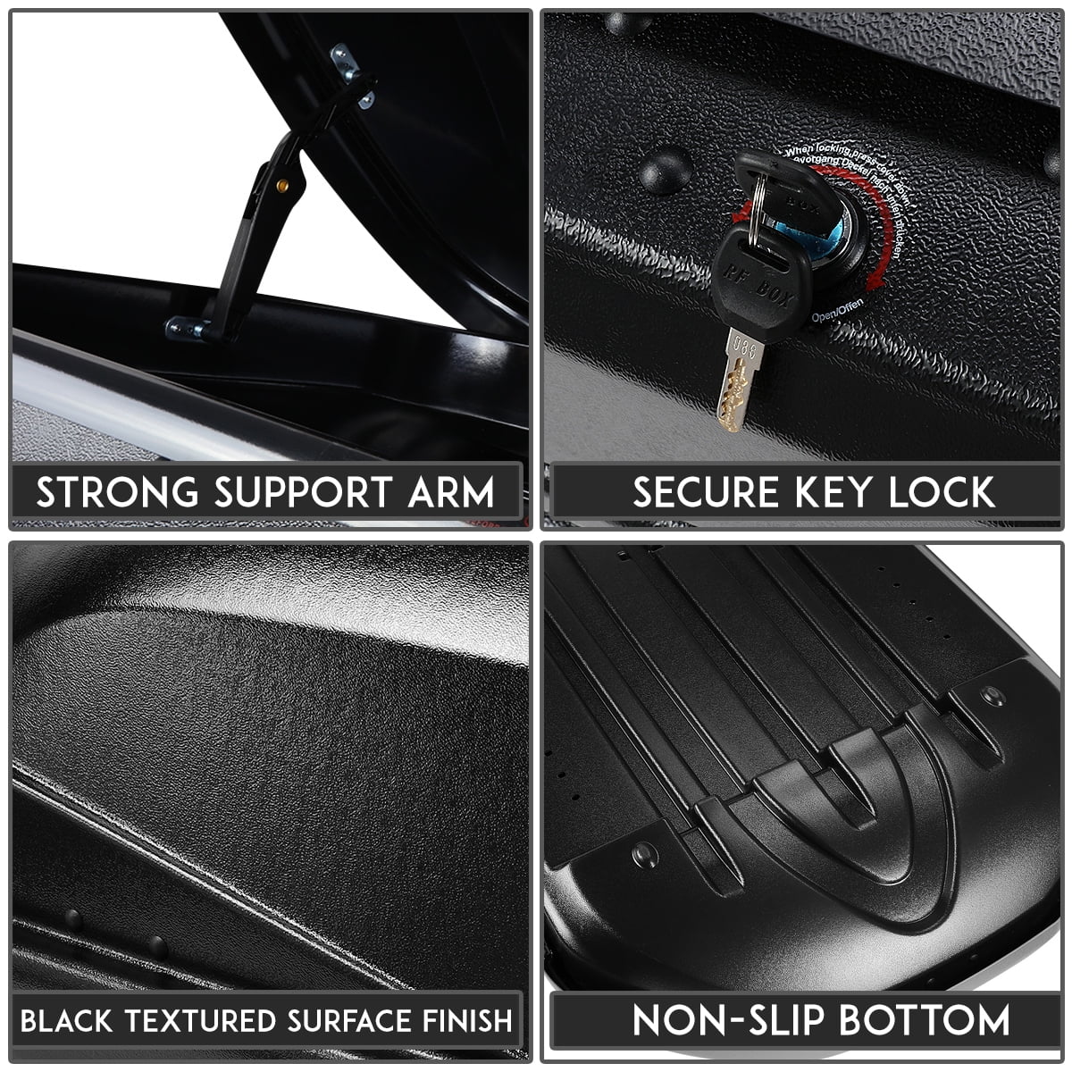 DNA Motoring PT-ZTL-8098-BK For 2016 to 2018 Ford Explorer Pair Aluminum Roof Rail Corss Bar+Top Waterproof Cargo Box Luggage Carrier w/Lock+Keys 17 (Black)