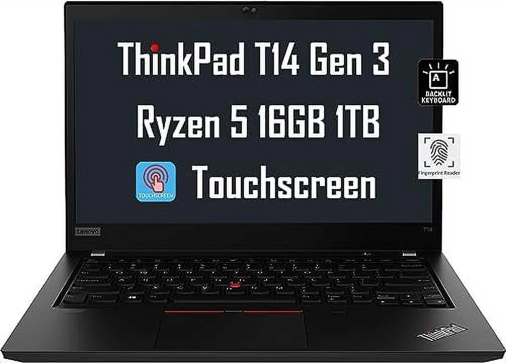 ThinkPad T14 Gen 3 14" WUXGA Touchdisplay (AMD Ryzen 5 Pro 6650U, 16GB DDR5 RAM, 1TB SSD, 6-Core(Beats i7-1165G7)) Business Laptop, Backlit, Fingerprint, FHD Webcam, 3-Year Warranty, Win 11 Pro