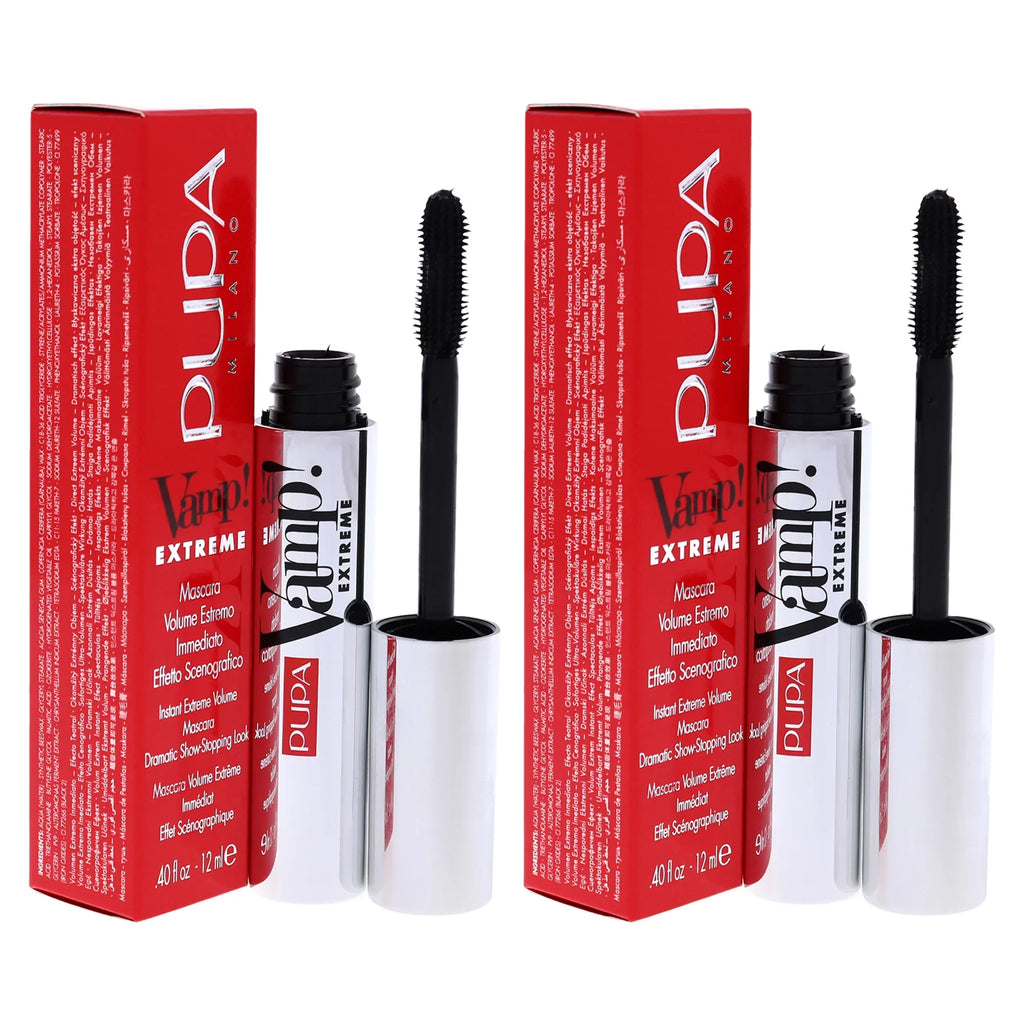 Pupa Milano Vamp! Extreme Mascara - 010 Extra Black - Pack of 2 - 0.4 oz Mascara