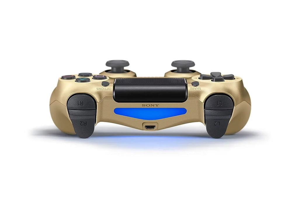 Dual Shock Gold Gaming Controller For PS4 Console + Wired Earbuds BOLT AXTION Bundle Like New