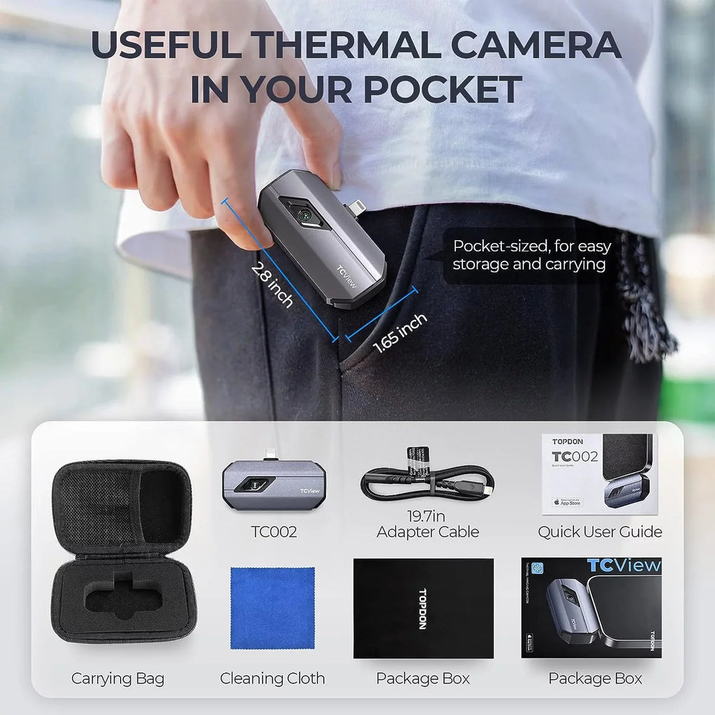 TOPDON TC002 Thermal Camera for iOS (iPhone & iPad) 256 x 192 IR High Resolution Thermal Imaging Camera, 40mk Thermal Sensitivity -4F~1022F Temperature Range