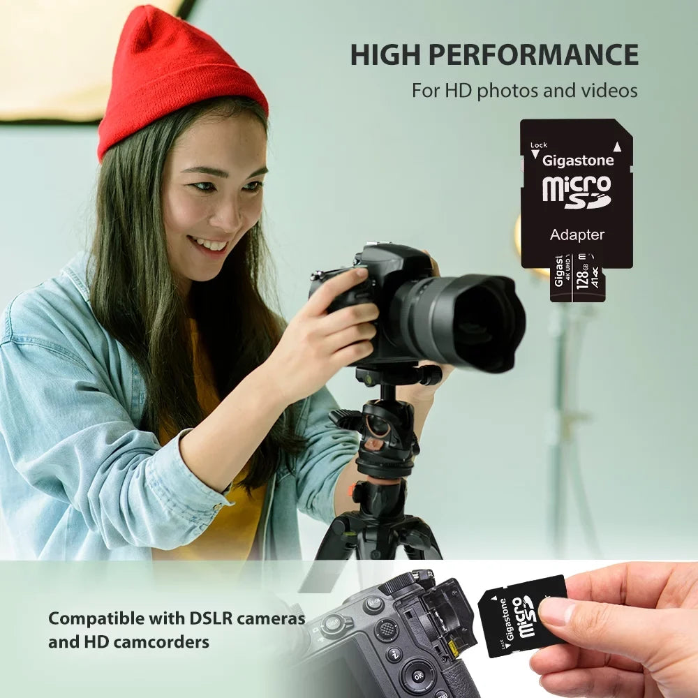 Gigastone 128GB Micro SDXC Card, 4K UHD Video, A1 Class 10, Surveillance Security Cam Action Camera Drone Professional, Dash Cams, 5 Pack (5x128GB)